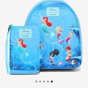 Loungefly Disney The Little Mermaid Ariel & Sisters Mini Backpack and wallet